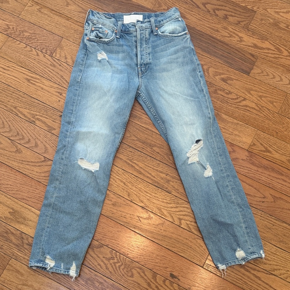 MOTHER tomcat Light Blue Distressed Jeans